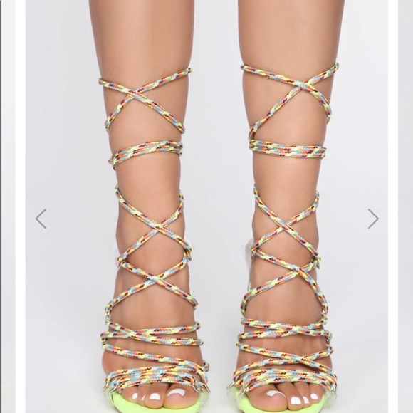 Never worn. Lace up multicolor heels - Picture 4 of 5